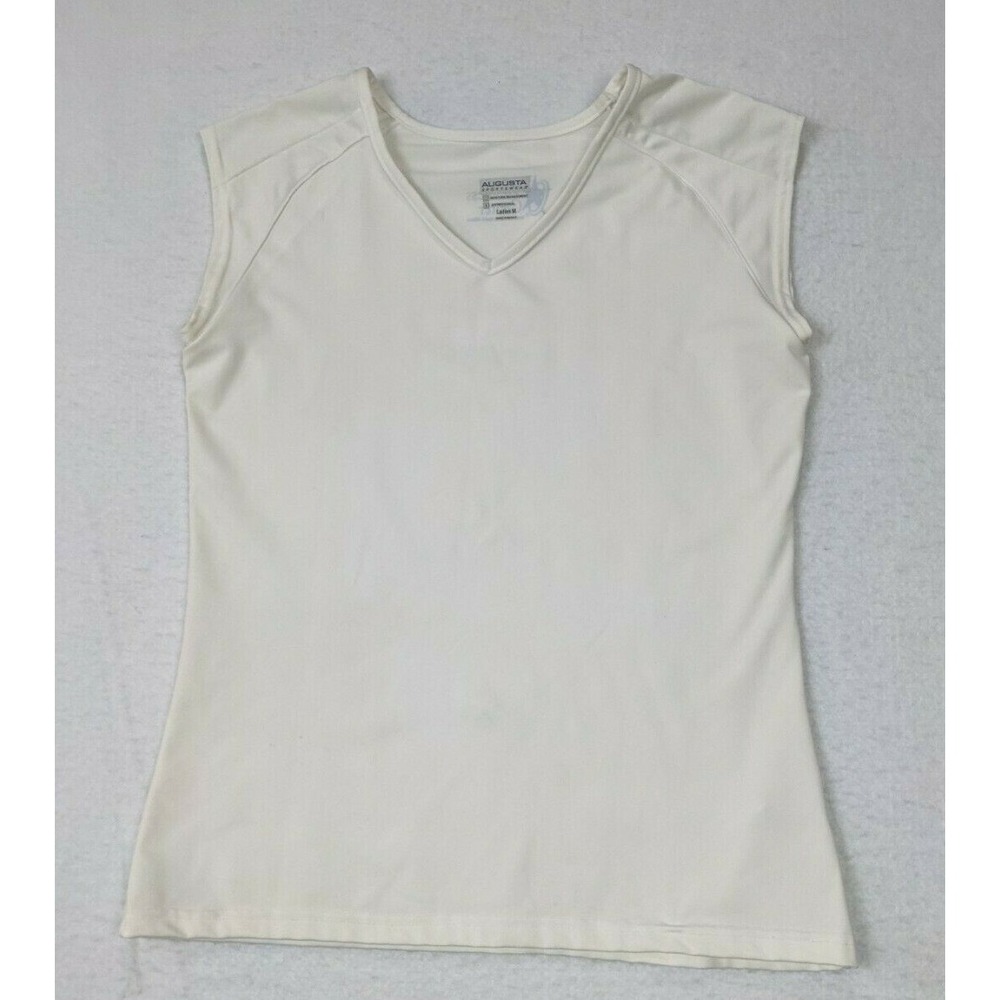 Augusta Sportswear White Womens Shirt‎ Sz M Polyester Blend